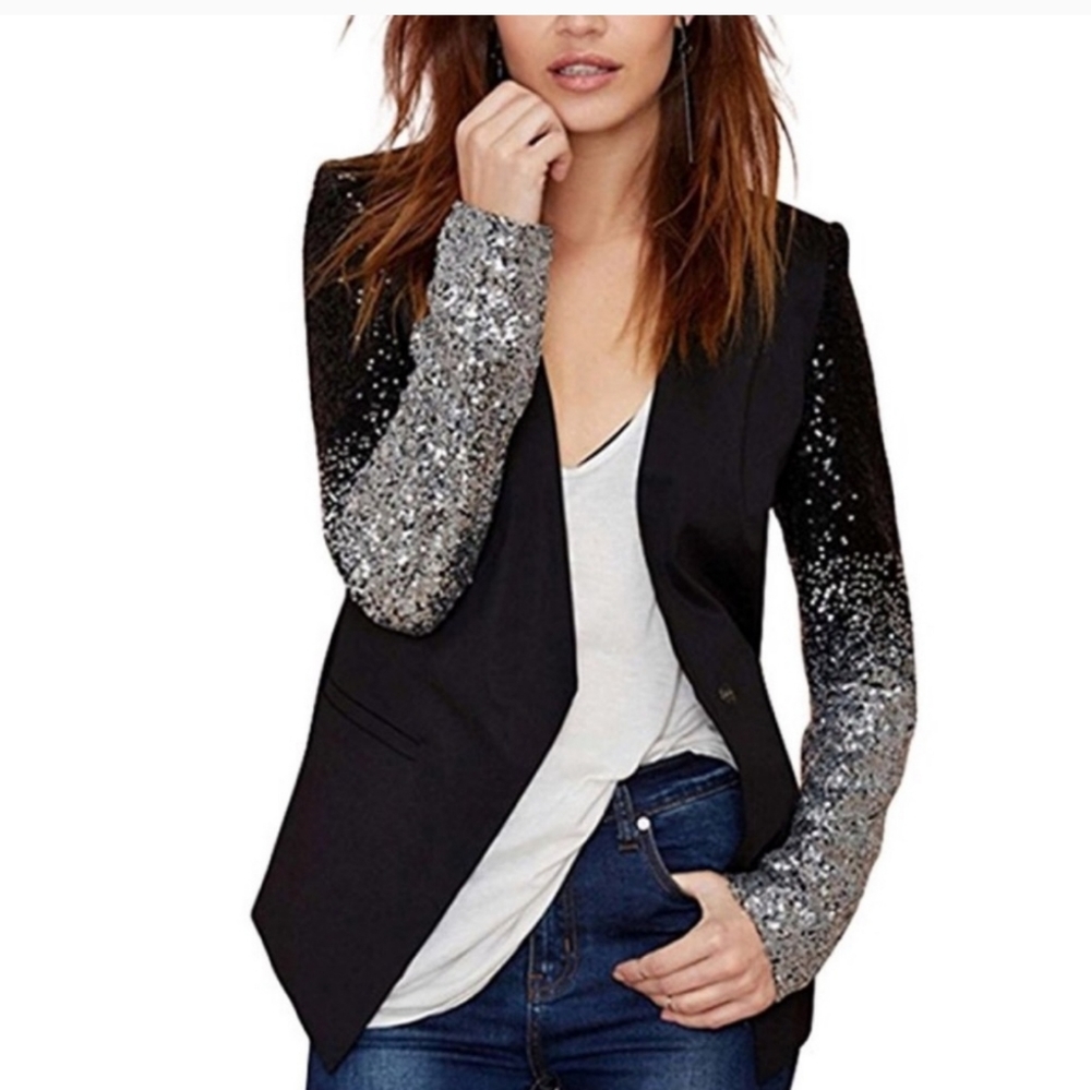 Sequined sleeve blazer